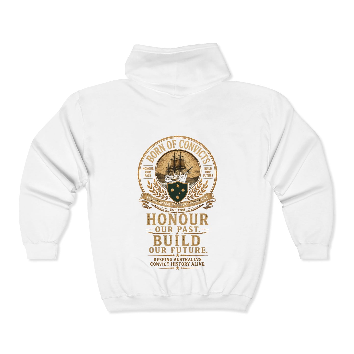 Born of Convicts Vintage Full Zip Hoodie | Australian Heritage