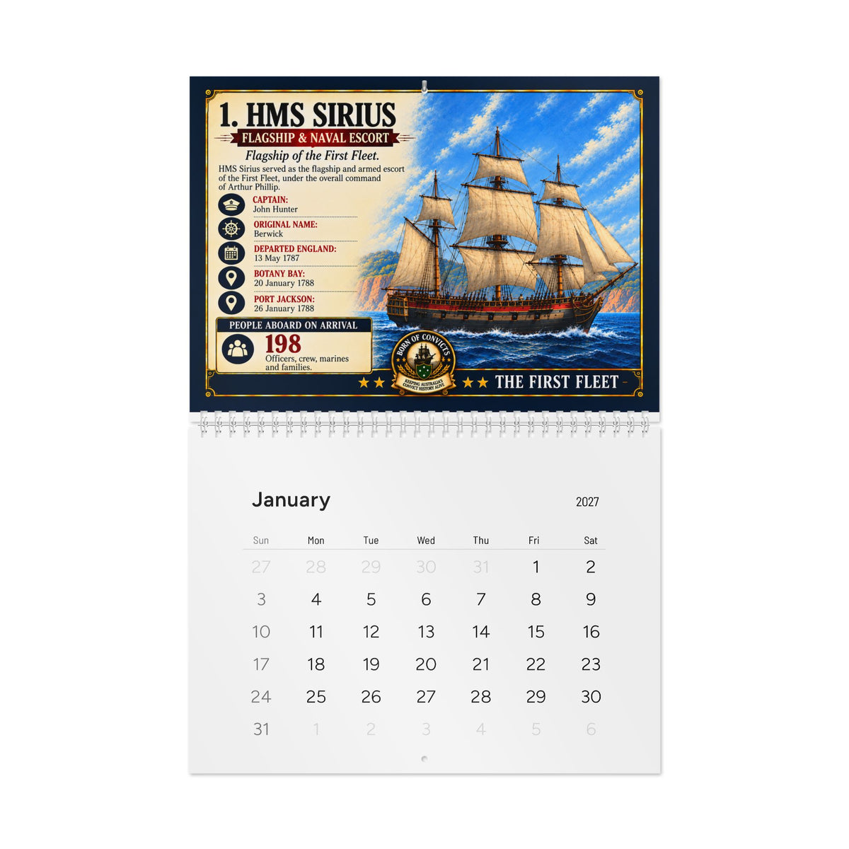 Born of Convicts — First Fleet 2027 Wall Calendar