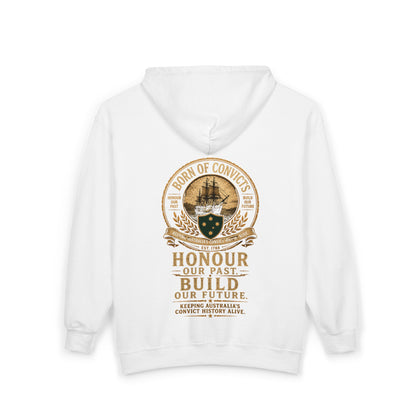 Born of Convicts Zip Hoodie — Australian Heritage Ship Emblem