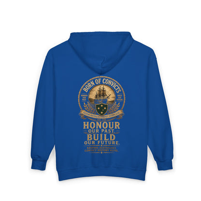 Born of Convicts Zip Hoodie — Australian Heritage Ship Emblem